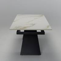 Florence - 1.8m/2.6m Calacatta Gold Stone Extendable Dining Table with Black Metal Legs