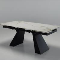 Florence - 1.8m/2.6m Calacatta Gold Stone Extendable Dining Table with Black Metal Legs