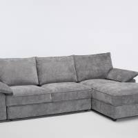 Como - Right Hand Corner Chaise Sofa Bed With Storage, Basket Weave Light Grey Linen