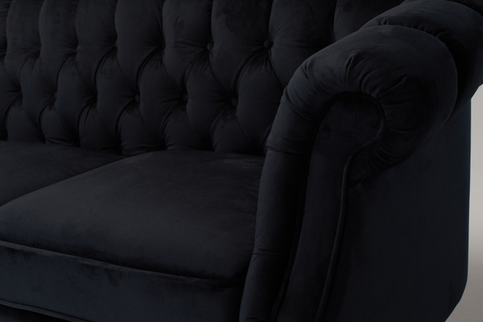 Carmen Chesterfield Sofa - Black Velvet