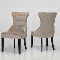 Cleo Upholstered Dining Chairs with Black Legs - Mink Velvet