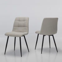 Enza Oatmeal Linen Dining Chairs with Black Metal Legs