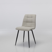 Enza Oatmeal Linen Dining Chairs with Black Metal Legs
