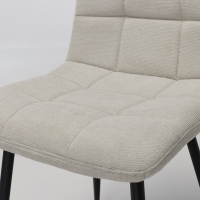 Enza Oatmeal Linen Dining Chairs with Black Metal Legs