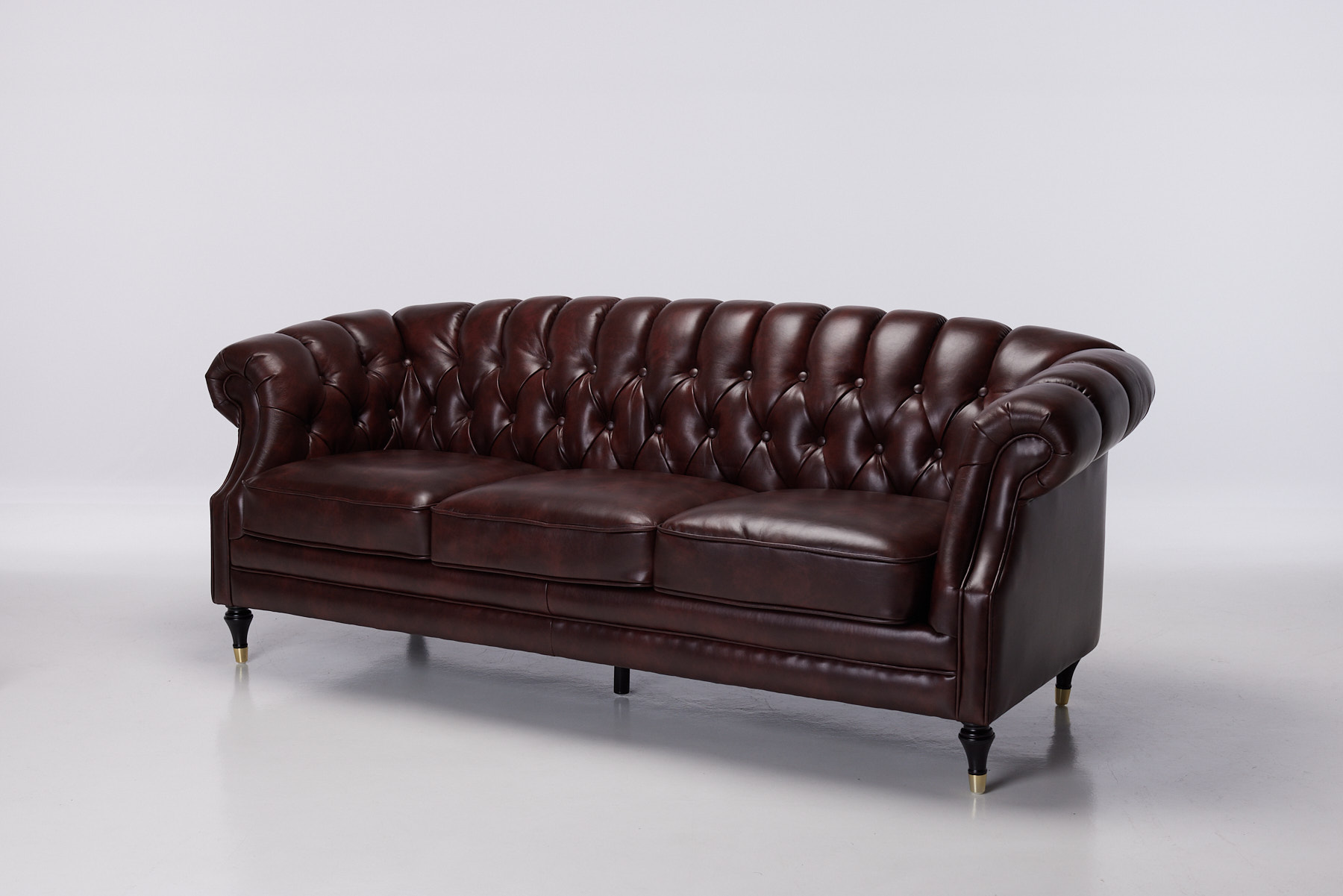 Carmen 3 Seater Deluxe Chesterfield Air Leather Sofa -Oxblood