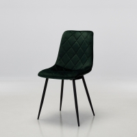 Bari Forest Green Velvet Dining Chairs with Black Legs (Pair)