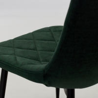 Bari Forest Green Velvet Dining Chairs with Black Legs (Pair)