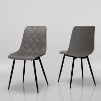 Bari Light Grey Velvet Dining Chairs with Black Legs (Pair)