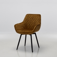 Venice Burnt Orange Velvet Swivel Dining Chairs with Black Legs (Pair)