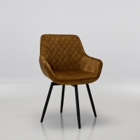 Venice Burnt Orange Velvet Swivel Dining Chairs with Black Legs (Pair)