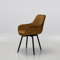 Venice Burnt Orange Velvet Swivel Dining Chairs with Black Legs (Pair)