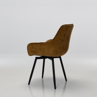Venice Burnt Orange Velvet Swivel Dining Chairs with Black Legs (Pair)