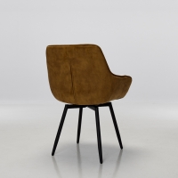 Venice Burnt Orange Velvet Swivel Dining Chairs with Black Legs (Pair)