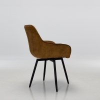 Venice Burnt Orange Velvet Swivel Dining Chairs with Black Legs (Pair)