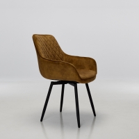 Venice Burnt Orange Velvet Swivel Dining Chairs with Black Legs (Pair)