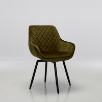 Venice Olive Green Velvet Swivel Dining Chairs with Black Legs (Pair)