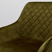 Venice Olive Green Velvet Swivel Dining Chairs with Black Legs (Pair)