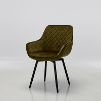 Venice Olive Green Velvet Swivel Dining Chairs with Black Legs (Pair)