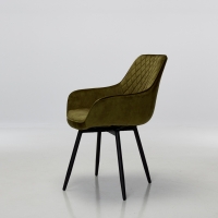 Venice Olive Green Velvet Swivel Dining Chairs with Black Legs (Pair)
