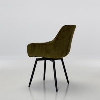 Venice Olive Green Velvet Swivel Dining Chairs with Black Legs (Pair)