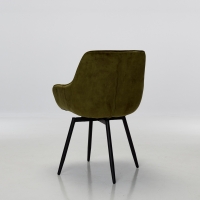 Venice Olive Green Velvet Swivel Dining Chairs with Black Legs (Pair)