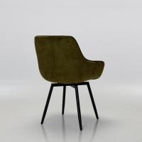 Venice Olive Green Velvet Swivel Dining Chairs with Black Legs (Pair)