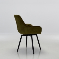 Venice Olive Green Velvet Swivel Dining Chairs with Black Legs (Pair)
