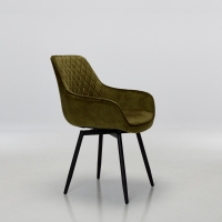 Venice Olive Green Velvet Swivel Dining Chairs with Black Legs (Pair)