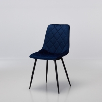 Bari Blue Premium Mottled Velvet Dining Chairs with Black Legs