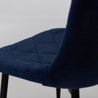 Bari Blue Premium Mottled Velvet Dining Chairs with Black Legs
