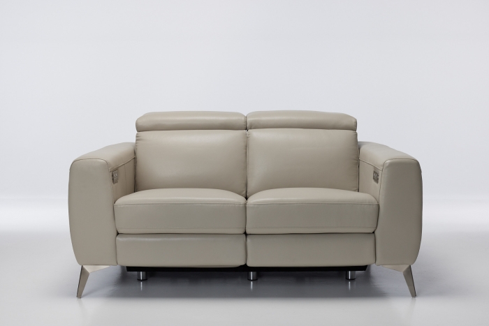 Denver Electric Recliner Premium Leather 2 Seater Sofa - Putty