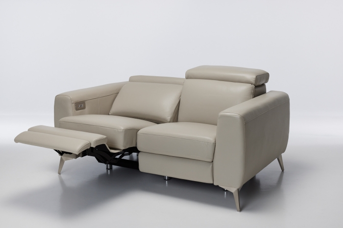 Denver Electric Recliner Premium Leather 2 Seater Sofa - Putty