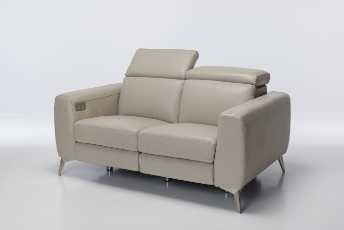 Denver Electric Recliner Premium Leather 2 Seater Sofa - Putty
