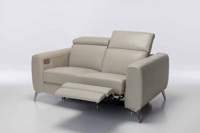 Denver Electric Recliner Premium Leather 2 Seater Sofa - Putty