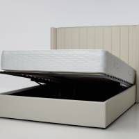 Amara Lift Up Storage Ottoman Bed - Cream Linen Fabric