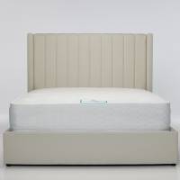 Amara Lift Up Storage Ottoman Bed - Cream Linen Fabric