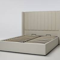 Amara Lift Up Storage Ottoman Bed - Cream Linen Fabric