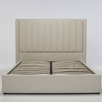 Amara Lift Up Storage Ottoman Bed - Cream Linen Fabric
