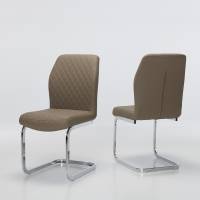 Cavezzo - Taupe Cantilever Dining Chairs with Chrome Base