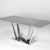 Rufino - 1.8m Tundra Grey Stone Dining Table with Stainless Steel Base