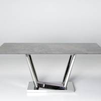Rufino - 1.8m Tundra Grey Stone Dining Table with Stainless Steel Base