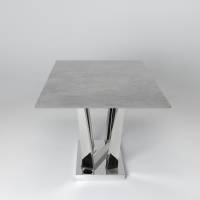 Rufino - 1.8m Tundra Grey Stone Dining Table with Stainless Steel Base