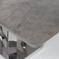 Rufino - 1.8m Tundra Grey Stone Dining Table with Stainless Steel Base