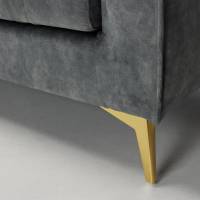 Lauren - 2 Seater Chesterfield Sofa, Grey Mottled Velvet with Gold Legs