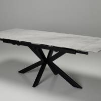 Siena - 1.7m/2.2m Pacific Grey Stone Extendable Dining Table with Black Metal Base