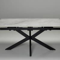 Siena - 1.7m/2.2m Pacific Grey Stone Extendable Dining Table with Black Metal Base