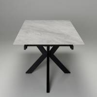 Siena - 1.7m/2.2m Pacific Grey Stone Extendable Dining Table with Black Metal Base