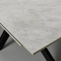 Siena - 1.7m/2.2m Pacific Grey Stone Extendable Dining Table with Black Metal Base