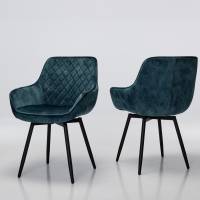 Venice Dusk Teal Velvet 360° Swivel Dining Chairs