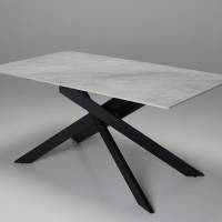 Cassis - 1.6m Pacific Grey Stone Dining Table with Black Metal Base